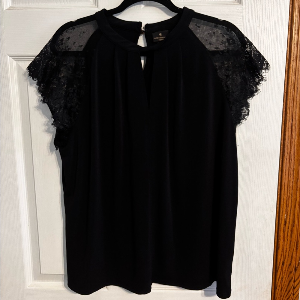 Black Lace Sleeve Blouse